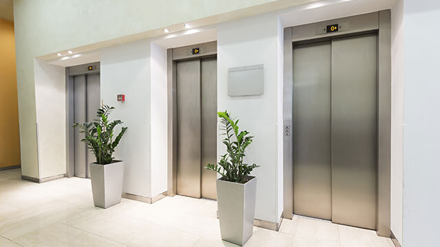 An elevator lobby